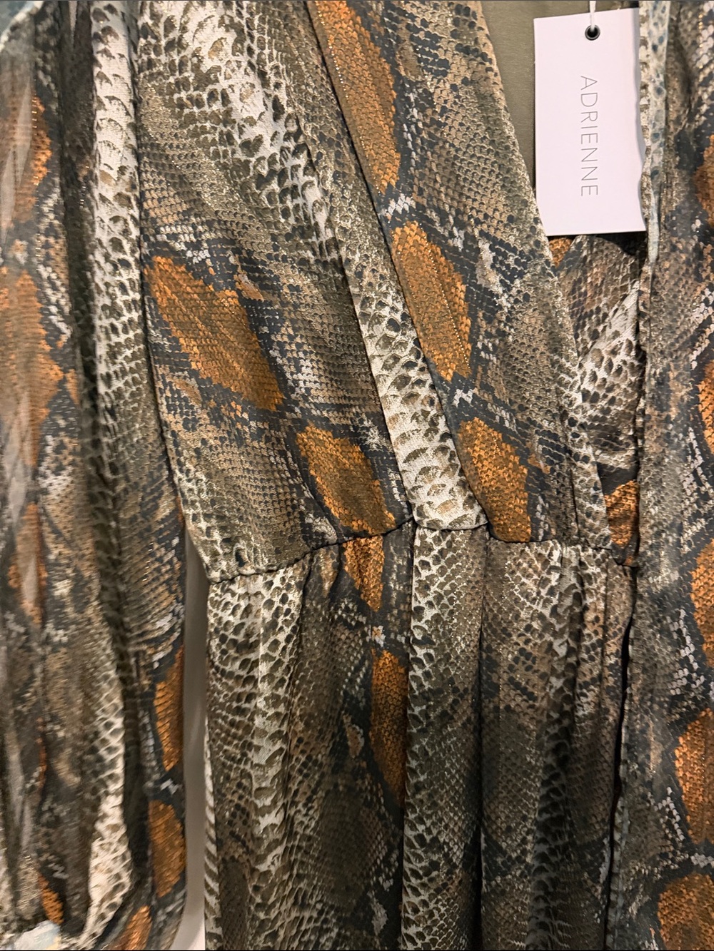 Adrienne Elegant Flowy Snake-Print Maxi Dress with Metallic Thread Size L - Picture 8 of 8